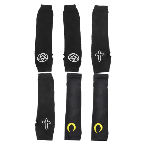 3Paar Ninja Halb Finger Strick Armstulpen Cosplay
