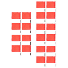 20Stk Rote Linienrichter-Handflaggen Baumwolle Mit Edelstahlstiel