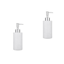 2Stk Glasflaschen Weiß Mit Pumpspender Lotion Und Shampoo Set Für Bad
