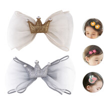 2Stk Kinder Haarpins Mit Beige , Und Schleife
