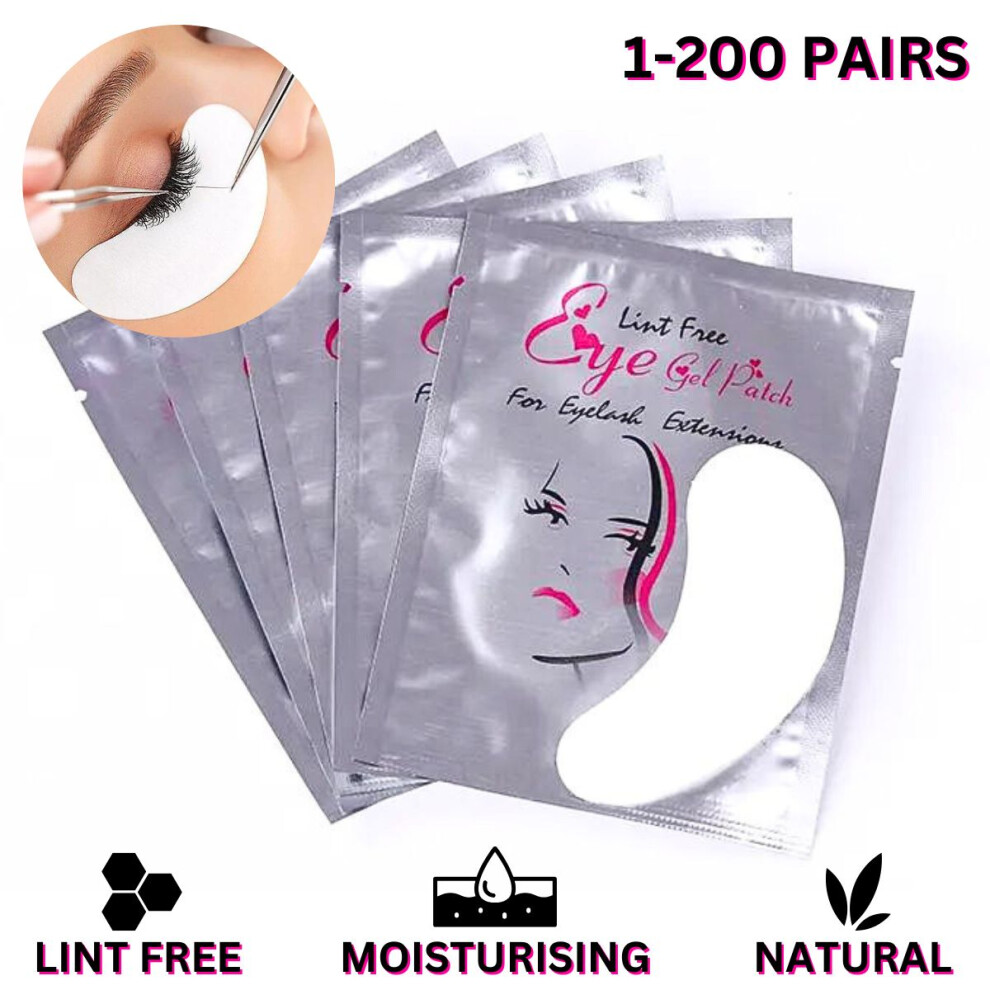 200 Pairs Professional Under Eye Gel Patches for Eyelash Extensions Lint-Free Eye Pads for Lash Technicians & Beauty Salons