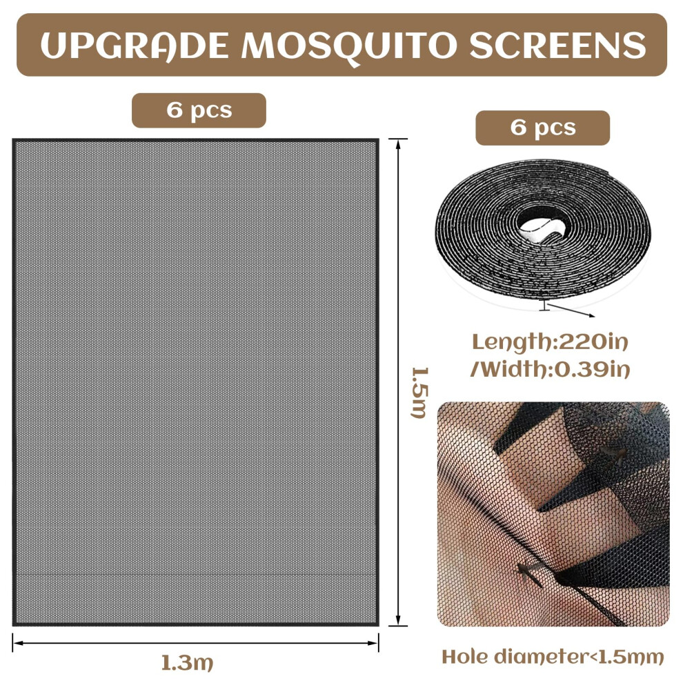 6 Pcs Fly Screens For Window Window Netting For Insects 130X150cm Wind 5001170218139