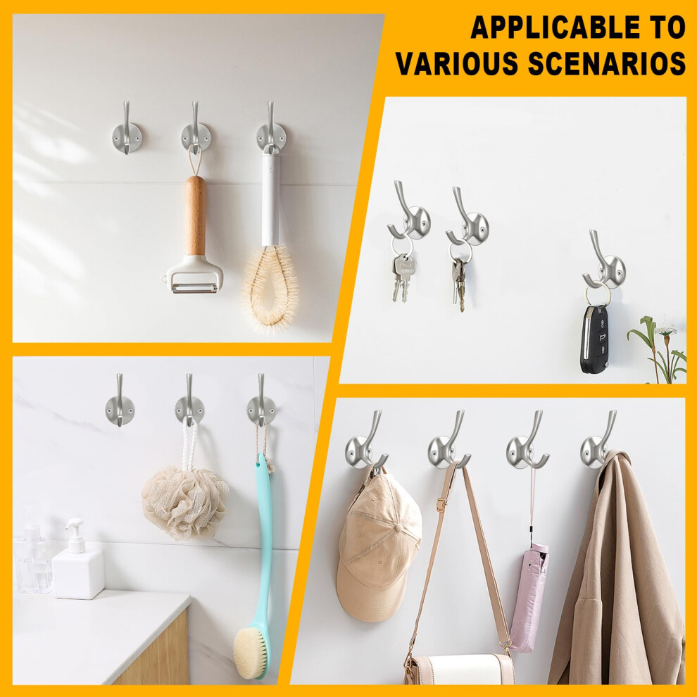 Yundoza 2 Pack Bathroom Towel Hooks, Screw In Door Hooks For Hanging Coat Robe Keys Clothes Bags(Brushed Silver Nickel) 4060667304053