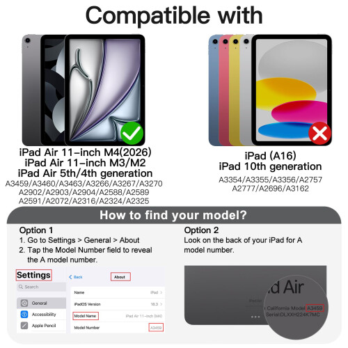 JETech 360 Rotating Case for iPad Air 11" M4/M3/M2, Air 5/4, Starlight 1