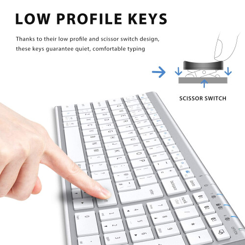 iClever Wireless Bluetooth Keyboard, Keyboard Rechargeable Bluetooth 5.1 Stable Connection to Multi Devices Silent Slim Keyboard for Mac, iPad, iPhon 2