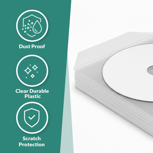 Oyedens CD Sleeves (100 pcs.) - Plastic Envelope for CD/DVD Storage 1