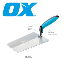 OX PRO Series Plasterers Builders Carbon Steel Bucket Trowel with Dur