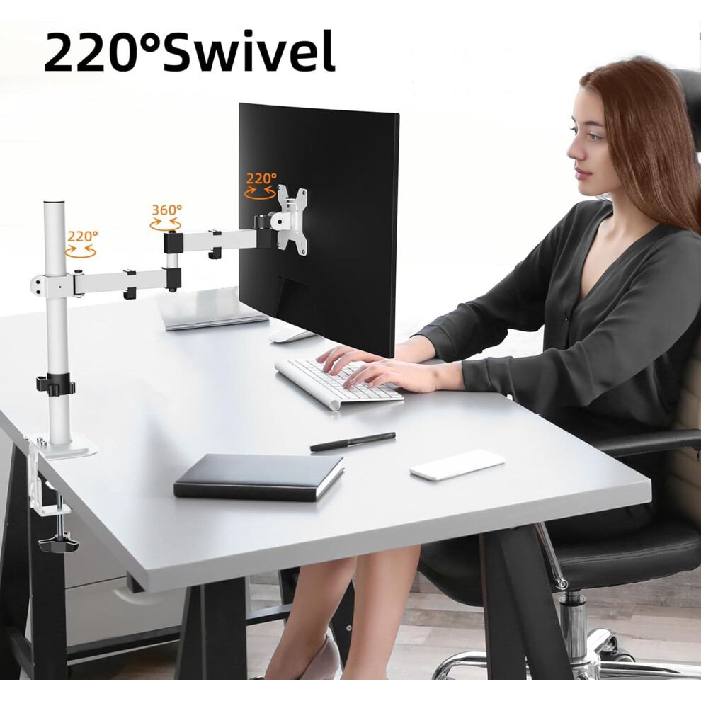 Bracwiser Single Monitor Arm Desk Mount, Max Load 10Kg For 13-32 Inch Lcd Led Screens, Adjustable Single Desk Monitor Mount With Tilt Swivel Rotation 6286043801291