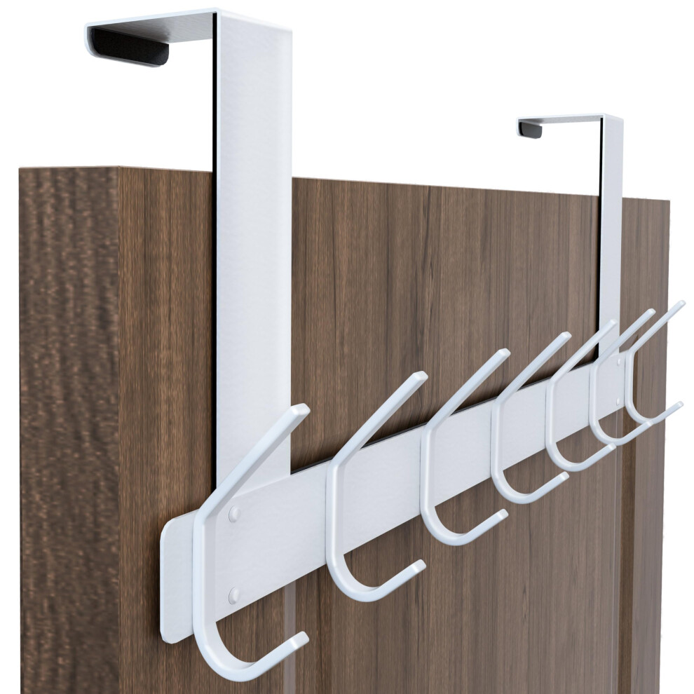 Honsky Foldable Over Door Hook,Over The Door Hanger/Towel Rack,7 Double Iron Hooks For Entry & Room Door,Hanging Coat,Towel,White 5009915140820
