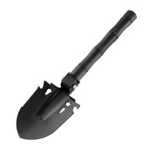 (Negro) Pala multifuncional para exteriores, pala portátil y práctica para cavar en la playa.