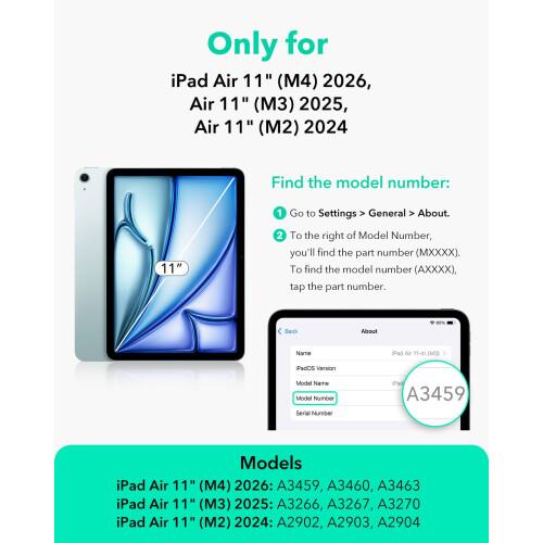 ESR 2 Pack Screen Protector for iPad Air 11 Inch M4/M3/M2, 9H 1