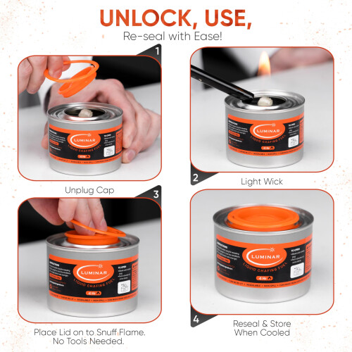 Luminar Resealable-Wick Chafing Fuel Cans, 6 Pack, 4 Hour - Premium 2