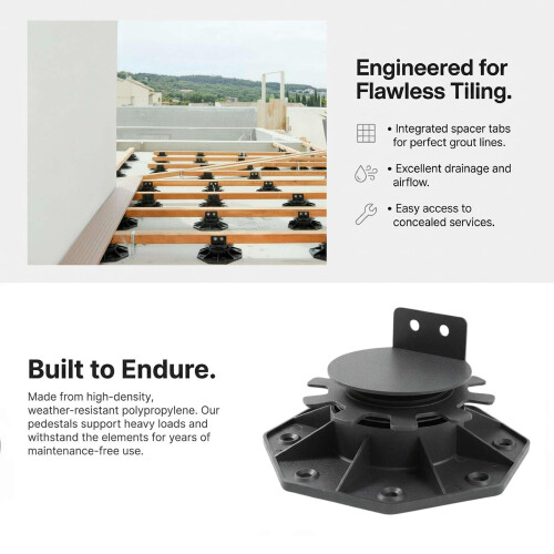 Nicoman Adjustable Deck Support Pedestal, Black, Plastic, for Elevated Decking and Joist Systems (Deck Pedestal - 10 Pack, 60-140mm) 2