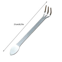 (Plata) 1 rastrillo de raíces de acero inoxidable para bonsáis y plantas en maceta, 3 puntas, herramienta