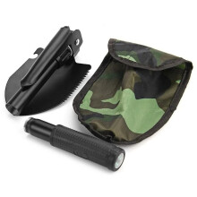 (Negro) 1 pala militar multiusos para exteriores, pala para acampar al aire libre, equipo para exteriores,
