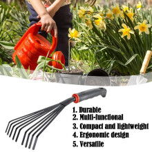 Rastrillo para hojas de jardín, rastrillo para heno, rastrillo agrícola para árboles de hoja caduca,
