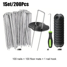 (1 juego - 200 piezas) Clavo de suelo en forma de U para césped, para la prevención de insectos, fijado
