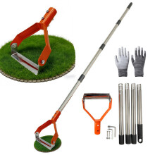 (naranja) Azada de mano ajustable con mango largo, azada de jardín resistente con estribo de bucle para