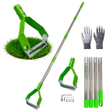 (verde) Azada de estrangulamiento ajustable con mango largo, resistente, con estribo de bucle, para