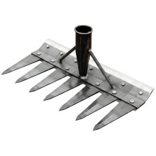 (7 dientes 32cm) Azada de hierro para jardinería, rastrillo para desherbar, herramienta agrícola para