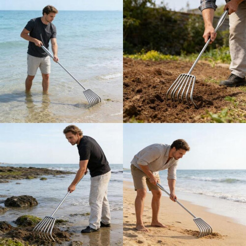 Premium 7 Tooth Garden Implement For Efficient Planting And Beach Exploration M4YD
