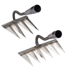 Rastrillo de acero con dientes para suelos sueltos, herramienta de jardinería para desherbar, rastrillo