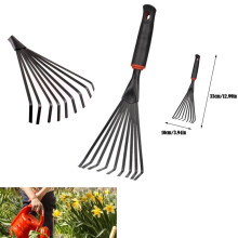 Rastrillo de hojas portátil, rastrillo de plástico, herramienta de jardinería, pequeño rastrillo de