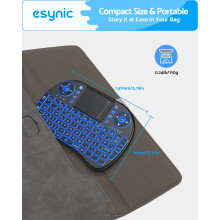eSynic Upgraded Backlit Keyboard Wireless Bluetooth 2.4GHz Keyboard Touchable Portable with Touchpad Mouse and Built-in Rechargeable Battery For Goog