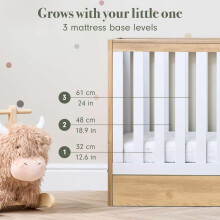 Tutti Bambini Riley 3-in-1 Baby Cot Bed with Drawer 120 x 60 cm, (0-4