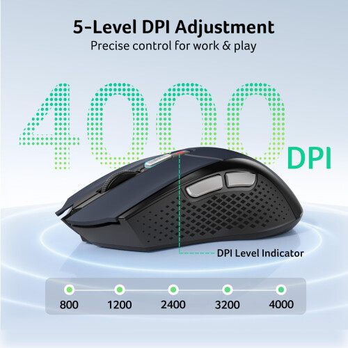 Acer Acer Wireless Mouse, 4000 DPI Optical Computer Mouse 5-level Adjustable, Ergonomic Mice Wireless 2.4GHz USB Receiver, 6 Buttons, Battery Indicator, C 2