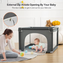 Baby Playpen 90cmX90cm Sturdy Safety Infant Activity Center with Anti-Slip Suckers and Super Soft Breathable Mesh.