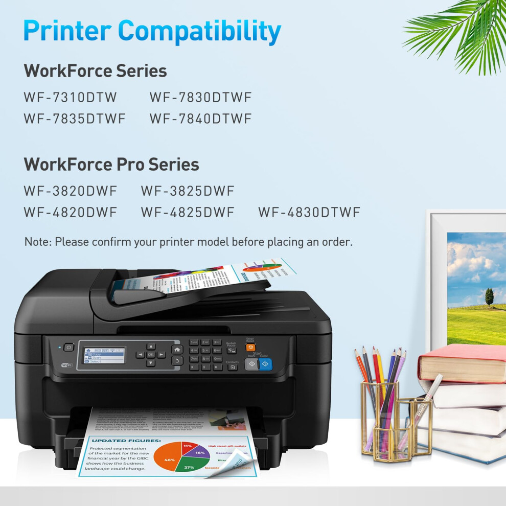 Clywenss Compatible 405XL Ink Cartridges Replacement For Epson 405 Xl Multipack For Workforce Pro Wf-4820 Wf-3820 Wf-7310 Wf-7830 Wf-7835 Wf-7840 Wf- Black/Cyan/Magenta 4379672028749
