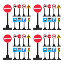 4Sets Mini Verkehrsschilder Aus ABS Bunt Für Kinder Und