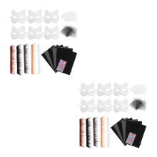 2Sets Schwarze DIY Katzenmaske Aus Papier, Halb, Bemalbar, Party-Deko