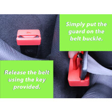 Decoralin Seat Belt Buckle Guard – Safety Cover with Keychain Release Key – Prevents Unbuckling by Kids & Dementia Patients – Durable Plastic Se