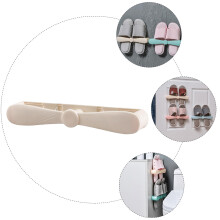 2Pièces Porte-Pantoufles Mural Rétractable Beige En PP