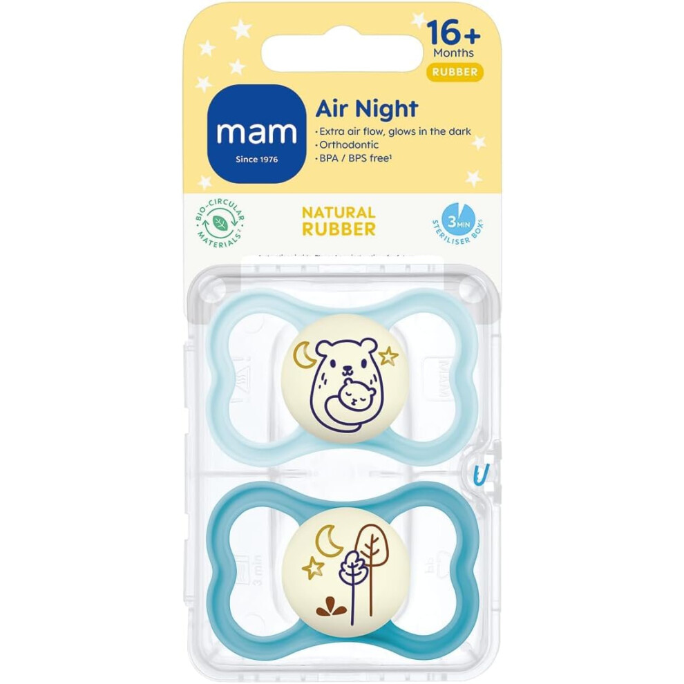 Mam Rubber Air Night Soothers 1836 Months Glow In The Dark Dummies