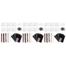 3Sets Katzen-Masken DIY Halbes Gesicht Papiermasken Schwarz Bastelset