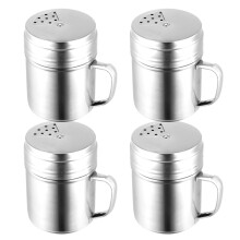 4Pièces Ensemble Bouteilles À Épices Rotatives Acier Inoxydable Argent
