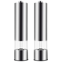 2Pièces Moulin Électrique Poivre Acier Inoxydable Argent Cuisine