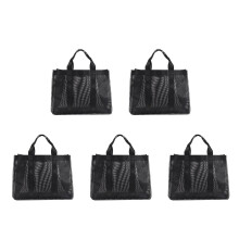 5Stk Große Schwarze Mesh Strandtasche, Outdoor Tragetasche, Robust
