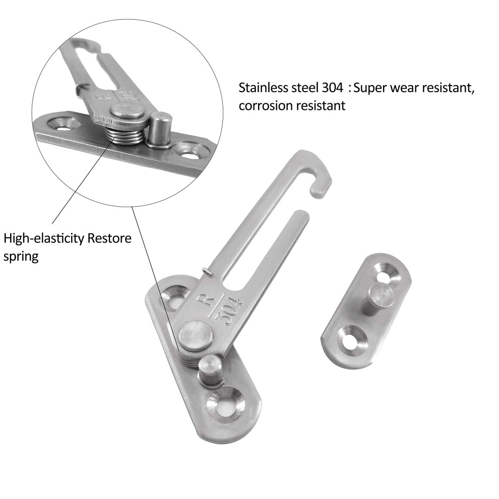 Aongray 2 Pairs Window Restrictors Locks, Window Restrictor Hook Window For Upvc Stainless Steel 304 Security Lock Child Lock Restrictor Catch Safety