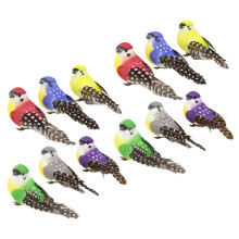 12Pièces Ornements Oiseaux Faux Plumes Pour Jardin