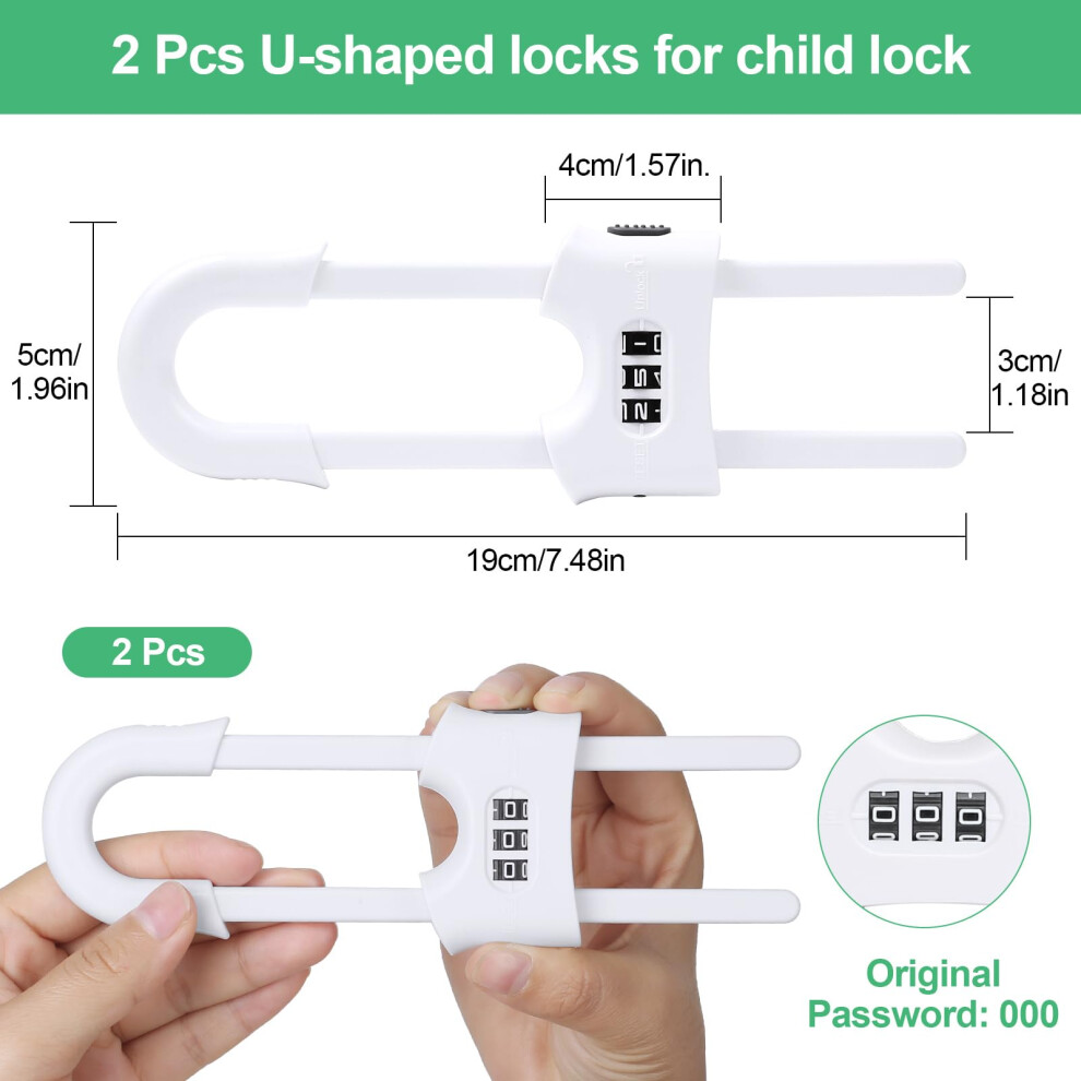 Omsscun 2 Pcs Ushaped Cupboard Locks With Password Sliding Safety Cupb 5000088854224