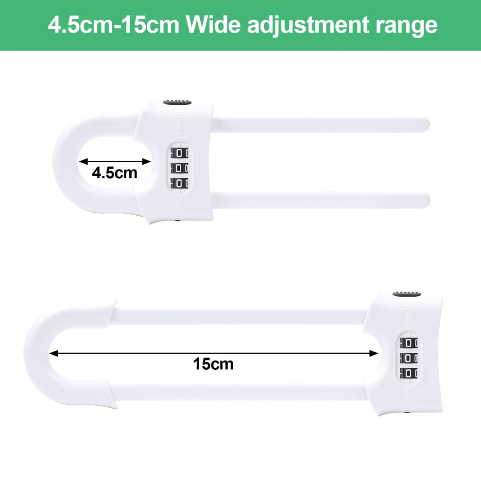 Omsscun 2 Pcs U-Shaped Cupboard Locks With Password, Sliding Safety Cupboard Locks, Proof Cupboards Lock, Safety Lock For Cabinets, Drawers And Doors 5008646958537