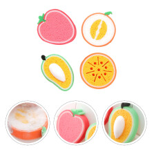 4Pièces Éponges Cuisine Antirayures Forme Fruit Multicolores