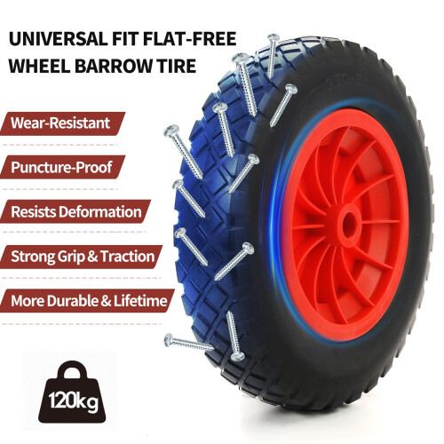 14" Wheelbarrow Wheel PU Puncture Proof Solid 3.50-8 Wheel Solid Tyre 2