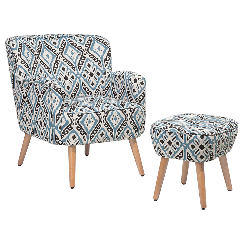 Beliani Armchair Tumba With Footstool Fabric Multicolour