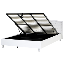 Ottoman Bed Faux Leather METZ 180 x 200 cm (EU Super King) White