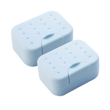 2Pcs Blue Soap Dish Holder Portable Sealed Soap Container for Travel